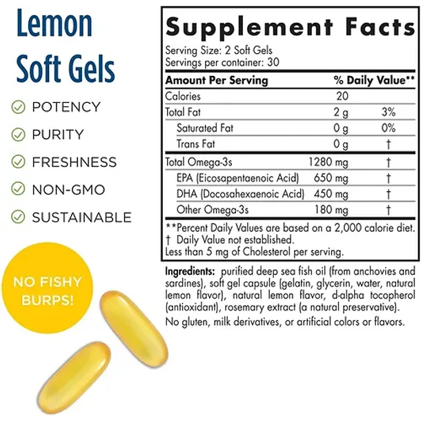 Nordic Naturals - Ultimate Omega 1280 Mg Limón 60 Caps. Limón 2