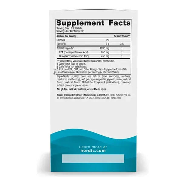 Nordic Naturals - Ultimate Omega 3 1280mg Limón 60capsulas  12