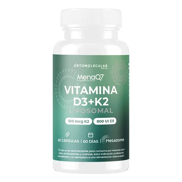 Vitamina D3 + K2 Menaq7 Liposomal 60 Capsulas Salud Osea Y Cardiovascular Ortomolecular Sin Sabor 1