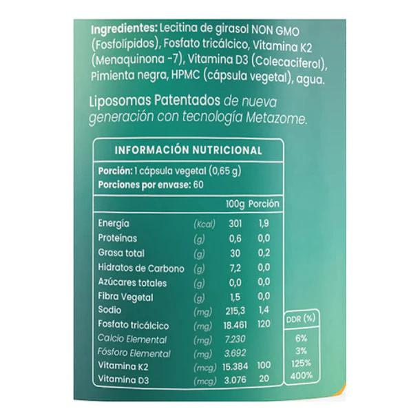 Vitamina D3 + K2 Menaq7 Liposomal 60 Capsulas Salud Osea Y Cardiovascular Ortomolecular Sin Sabor 9
