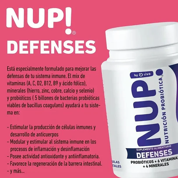 Nup -probiotico Defensas + Vitaminas Y Minerales - 60 Caps N/a 4