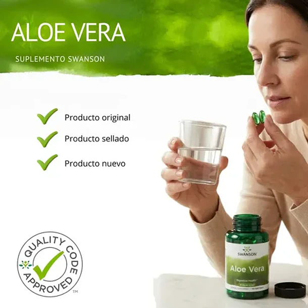Suplemento Para La Digestión Aloe Vera Swanson 25mg 100 Cap Softgels 4