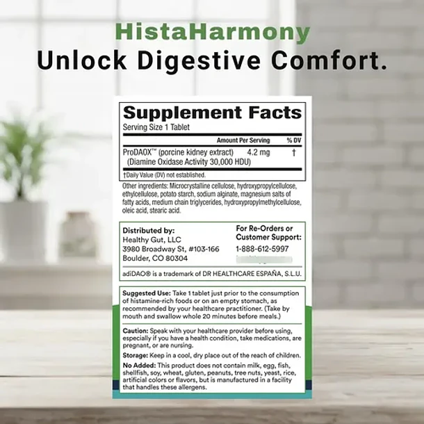 Suplemento Histaharmony Dao Histamine 60tabletas Sin Sabor 3