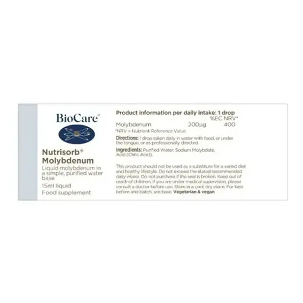 Biocare - Molibdeno Líquido 15ml Sin Sabor 3