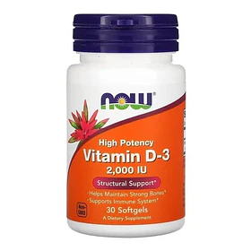 Now - Vitamina D-3, 2000 Ui, 30 Cápsulas N/a