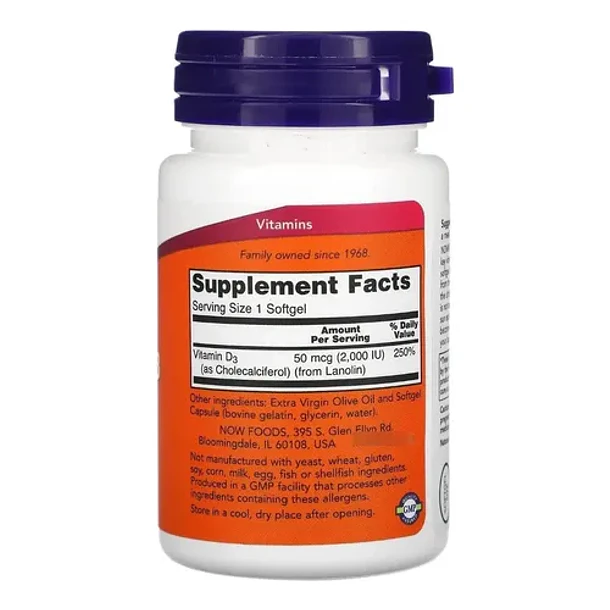 Now - Vitamina D-3, 2000 Ui, 30 Cápsulas N/a 3