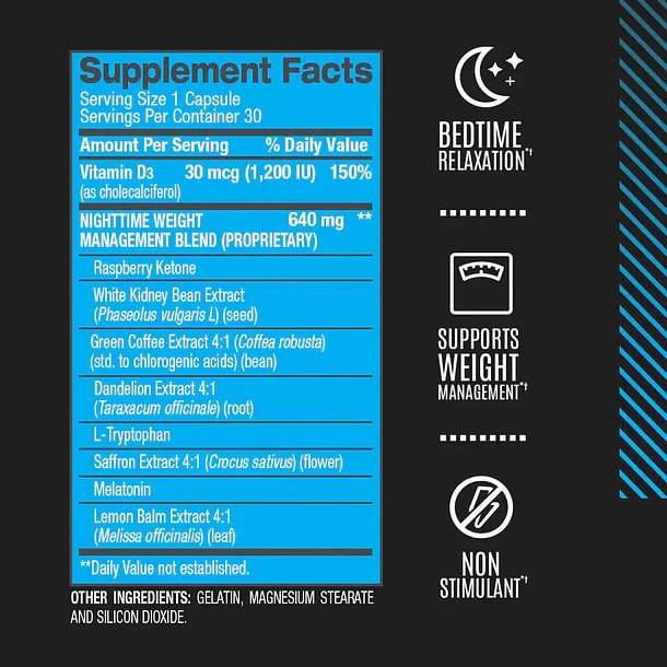 BPI Sports- Nite Burn - quemador de grasa nocturno 30capsulas 3