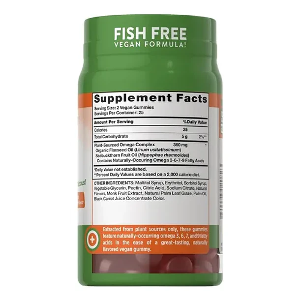 Gomitas Veganas Omega 3 6 7 9 360mg Durazno 50 Unidades Nature's Truth 2