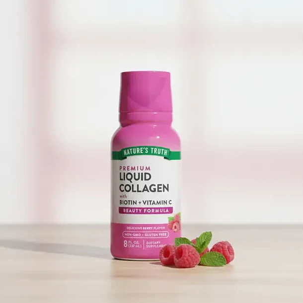 Nature's Truth - Colágeno Líquido Biotina + Vitamina C 237ml Bayas 7