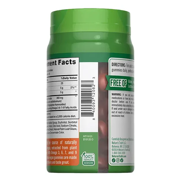 Gomitas Veganas Omega 3 6 7 9 360mg Durazno 50 Unidades Nature's Truth 8