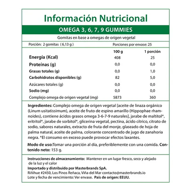 Gomitas Veganas Omega 3 6 7 9 360mg Durazno 50 Unidades Nature's Truth 9