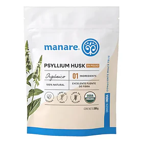Manare Psyllium Husk 200g Doypack Vegano Fibra Sin Sabor