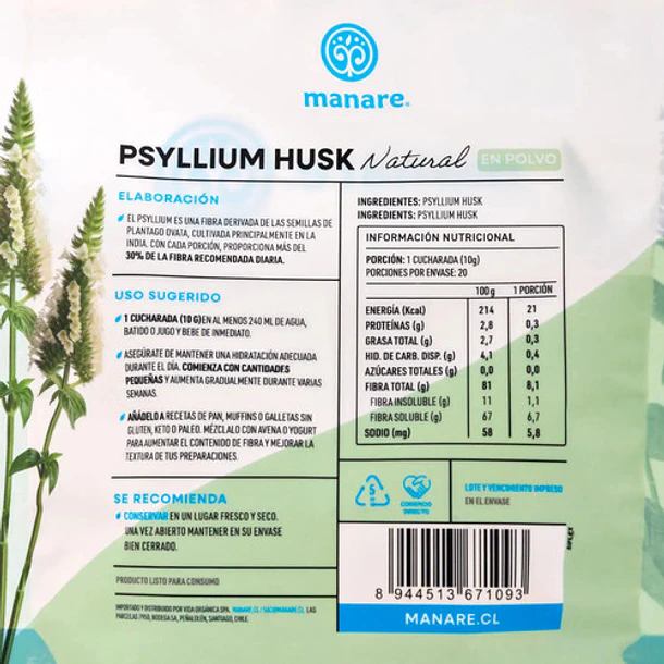 Manare- Psyllium Husk 200 gramos 2