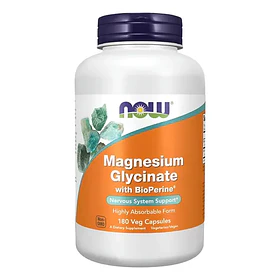 Now - Glicinato De Magnesio Con Bioperine 180 Cápsulas N/a
