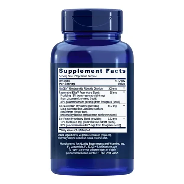 Life Extension, Nad+ 300mg Con Resveratrol, 30 Cápsulas Sin Sabor 3