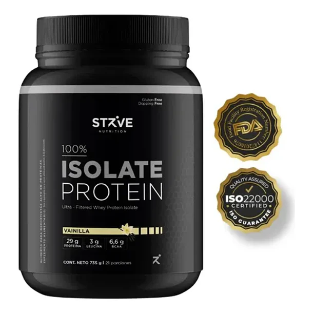 Proteína Aislada Strive Isolate Protein Vainilla, 735 G Para 21 Porciones 2