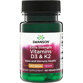 Swanson-  Vitamina D3-k2 5000ui 60 Cápsulas Vegetales No Aplica