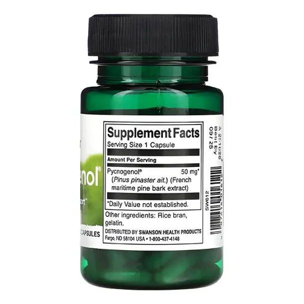 Pycnogenol Swanson: Suplemento Nutricional Con 50 Cápsulas De 50mg Sin Sabor 4