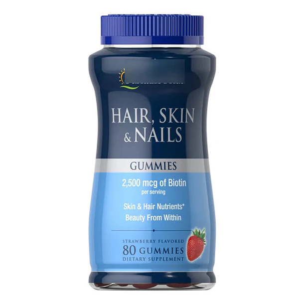 Puritan S Pride - Cabello, Piel Y Uñas 2,500mcg 80 Gomitas Frutilla 1
