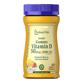 Vitamina D3 2000ui 60 Gomitas / Puritans Pride Sabor Strawberry /orange / Lemon