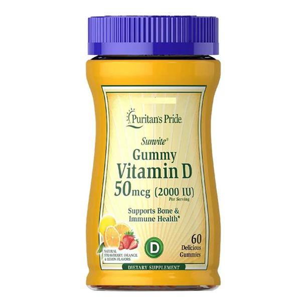 Vitamina D3 2000ui 60 Gomitas / Puritans Pride Sabor Strawberry /orange / Lemon 1