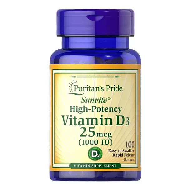 Puritan's Pride - Vitamina D3 25mcg 1000 Iu 100 Cáps Blandas N/a 1
