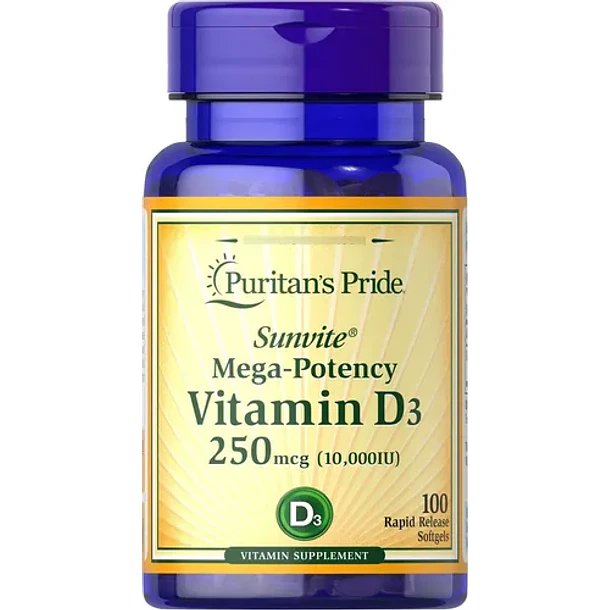 Puritan's Pride - Vitamina D3 250 Mcg 100 Cápsulas Blandas N/a 1