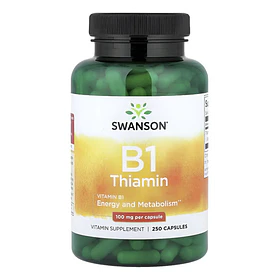Swanson B1 Tiamina 100mg 250caps Sabor Sin Sabor