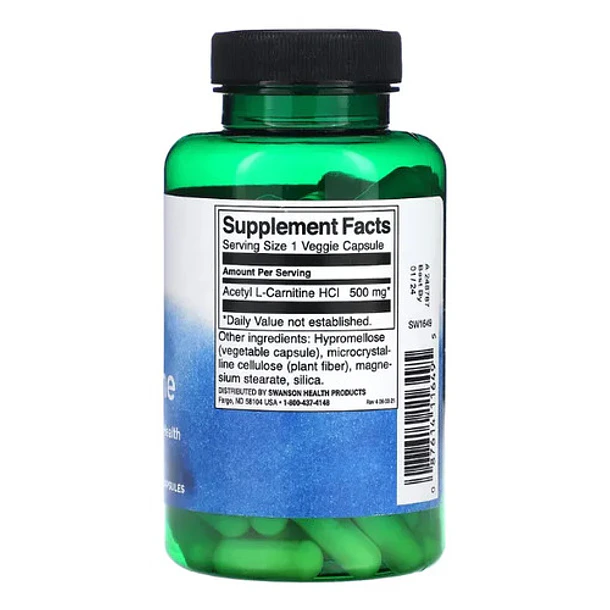 Acetil L Carnitina 500mg 100cap Swanson Sin Sabor 4