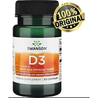 Vitamina D3, 1000 Ui, 25 Mcg, 30 Cápsulas, Alta Potencia, Swanson Usa, Sabor Sin Sabor 1