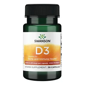  Swanson- Vitamina D3 1000 Ui, 25 mcg 30 Cápsulas