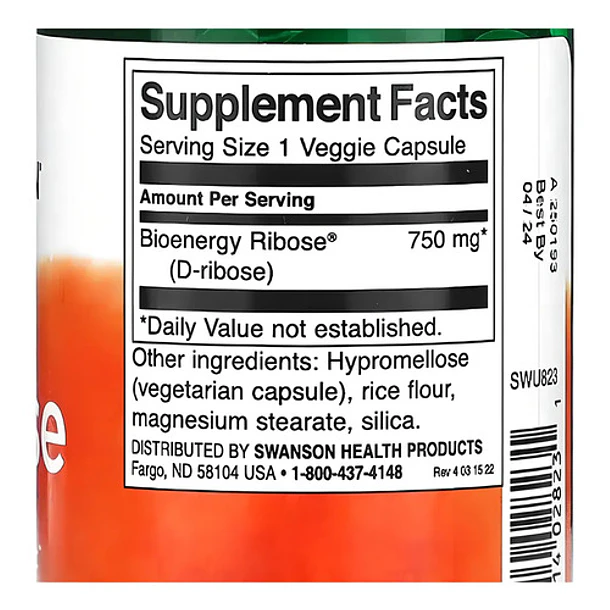 Swanson - Ribosa Pura 750mg 60capsulas Sin Sabor 2