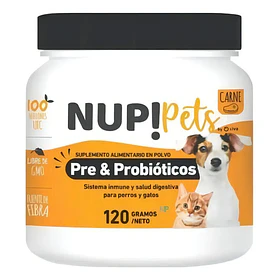 Nup! Pets- Suplemento Pre & Probióticos perro y gato Sabor a Carne 120gramos
