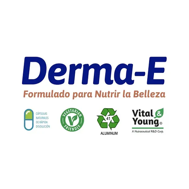 Derma-e Colágeno Hidrolizado, Biotina Activa, Vitamina E, Vitamina C. Vital & Young Belleza Y Piel. Cápsulas. Sin Sabor 7