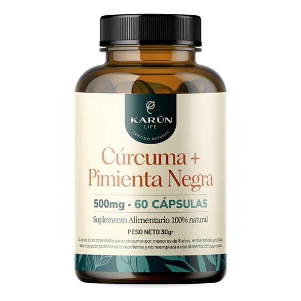 Karun Life - Curcuma + Pimienta 60 Cápsulas 500 Mg Sin Sabor 1