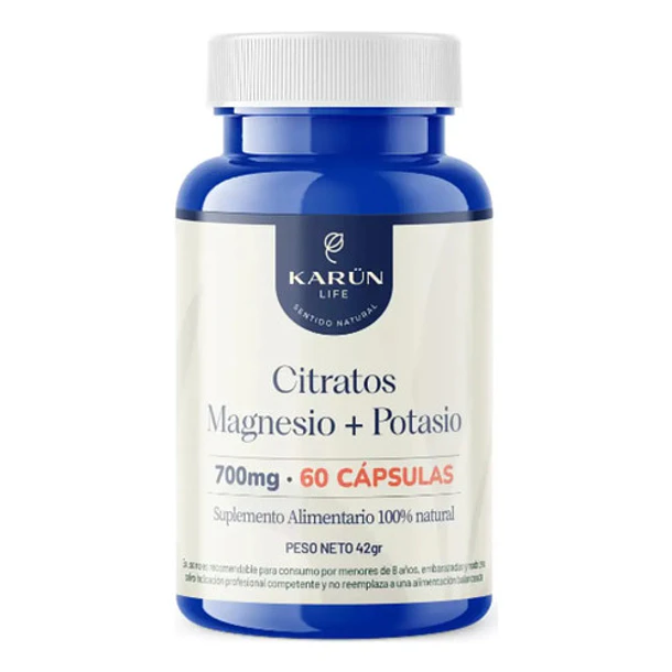 Citrato De Magnesio Y Potasio 60 Cápsulas Karun Life Suplemento Mineral Sin Sabor 1