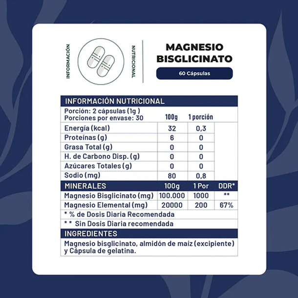 Magnesio Bisglicinato 60 Capsulas Dormir Karun Life Sin Sabor 2