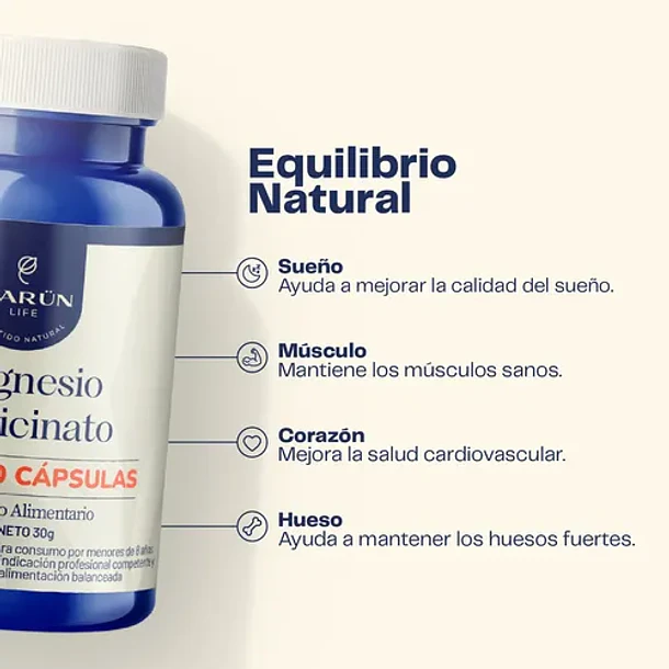 Magnesio Bisglicinato 60 Capsulas Dormir Karun Life Sin Sabor 3