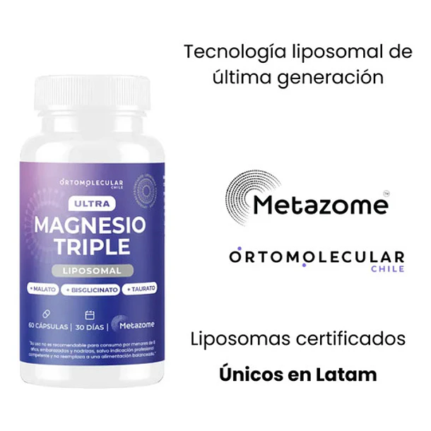 Ultra Magnesio Triple Liposomal 60 Capsulas Ortomolecular Sin Sabor 3