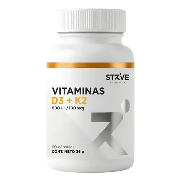Strive- Vitamina D3 + K2 60capsulas Sin Sabor 1