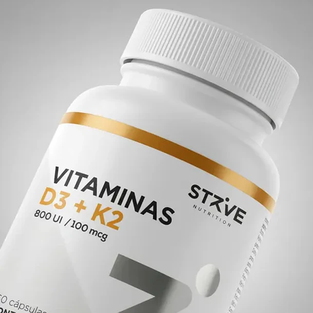 Strive- Vitamina D3 + K2 60capsulas Sin Sabor 7
