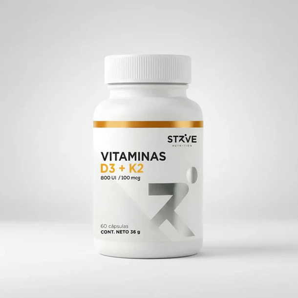 Strive- Vitamina D3 + K2 60capsulas Sin Sabor 8