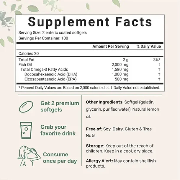 Micro Ingredies- Omega 3 Alto Dha 1000 Mg  500 Mg N/a 2