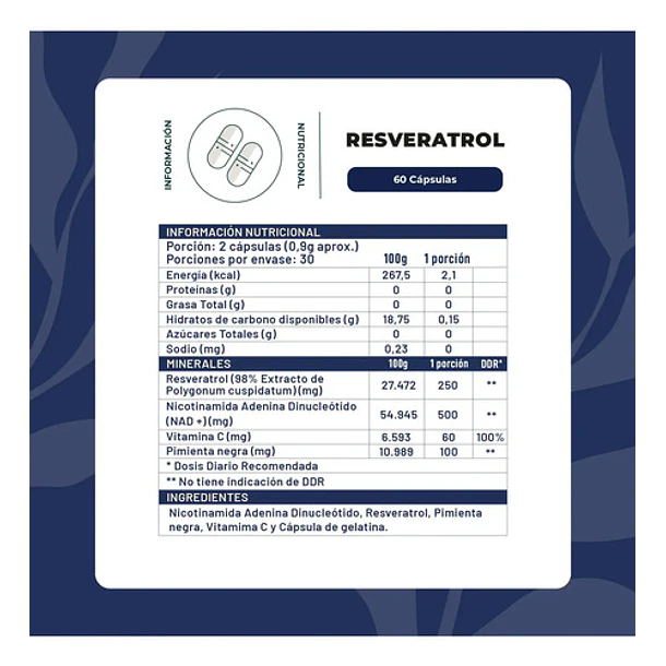 Karun Life- Resveratrol Nad+ 910mg 60 Cápsulas  2