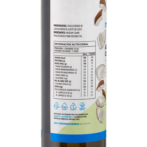 Manare- Mct Oil Aceite De Coco mtc 250 Ml 2