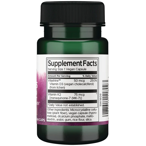 Swanson- Vitamins D3 & K2 - 2000IU 60 Veg Capsulas 2