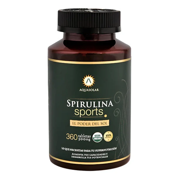 Aquasolar - Spirulina Sports 360 Tabletas 100% Orgánicas  Natural 1