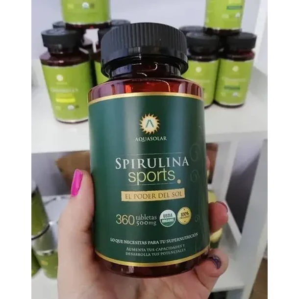 Aquasolar - Spirulina Sports 360 Tabletas 100% Orgánicas  Natural 3