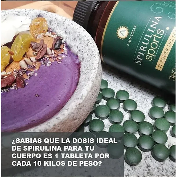 Aquasolar - Spirulina Sports 360 Tabletas 100% Orgánicas  Natural 5