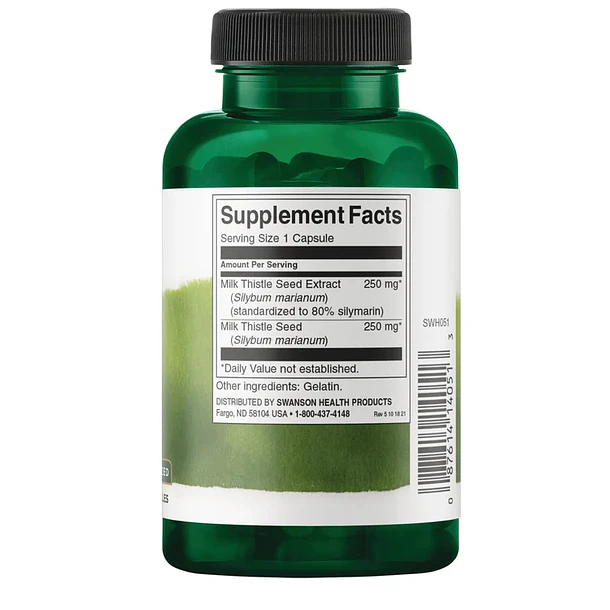 Swanson- Milk Thistle cardo mariano Estandarizado 80% 120 Capsulas 2